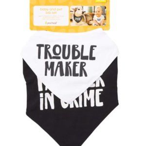 Pawtner in Crime Baby Dog Bib and Bandana set NWT